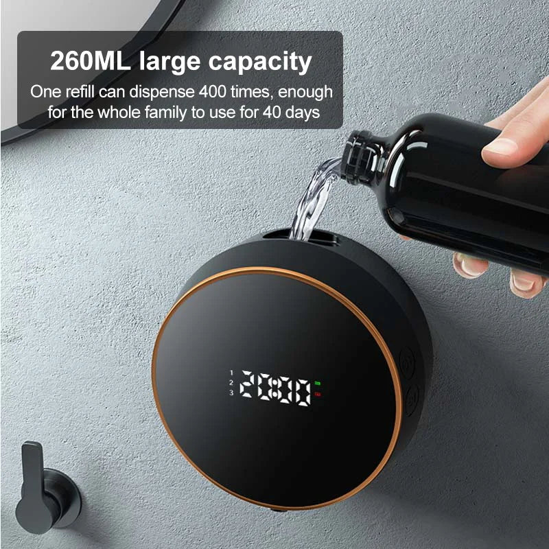 Smart Touchless Automatic Foam Soap Dispenser with LED Display & Wall Mount (260ml)