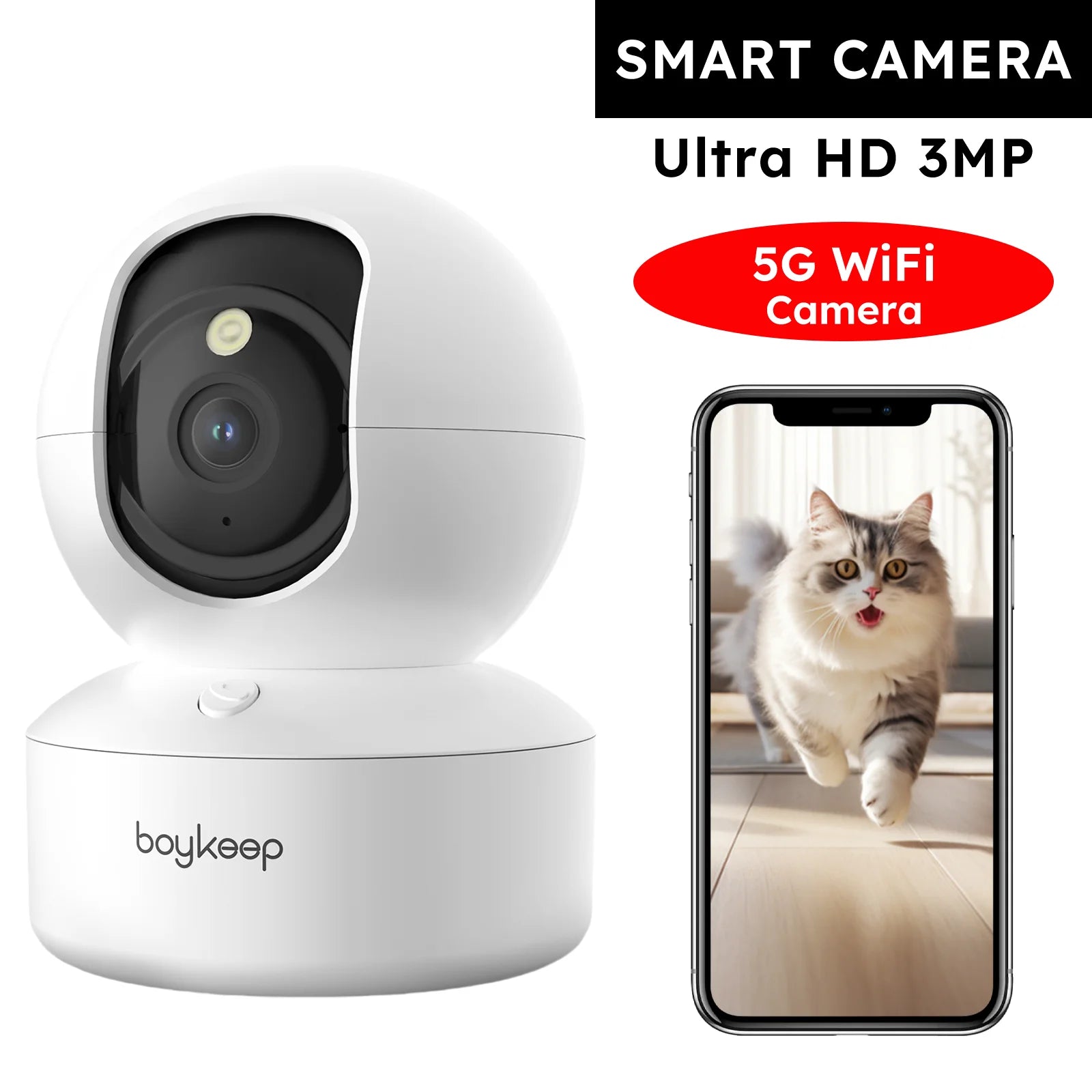 HD Smart Pet Camera - 360° Wifi Indoor Security Camera