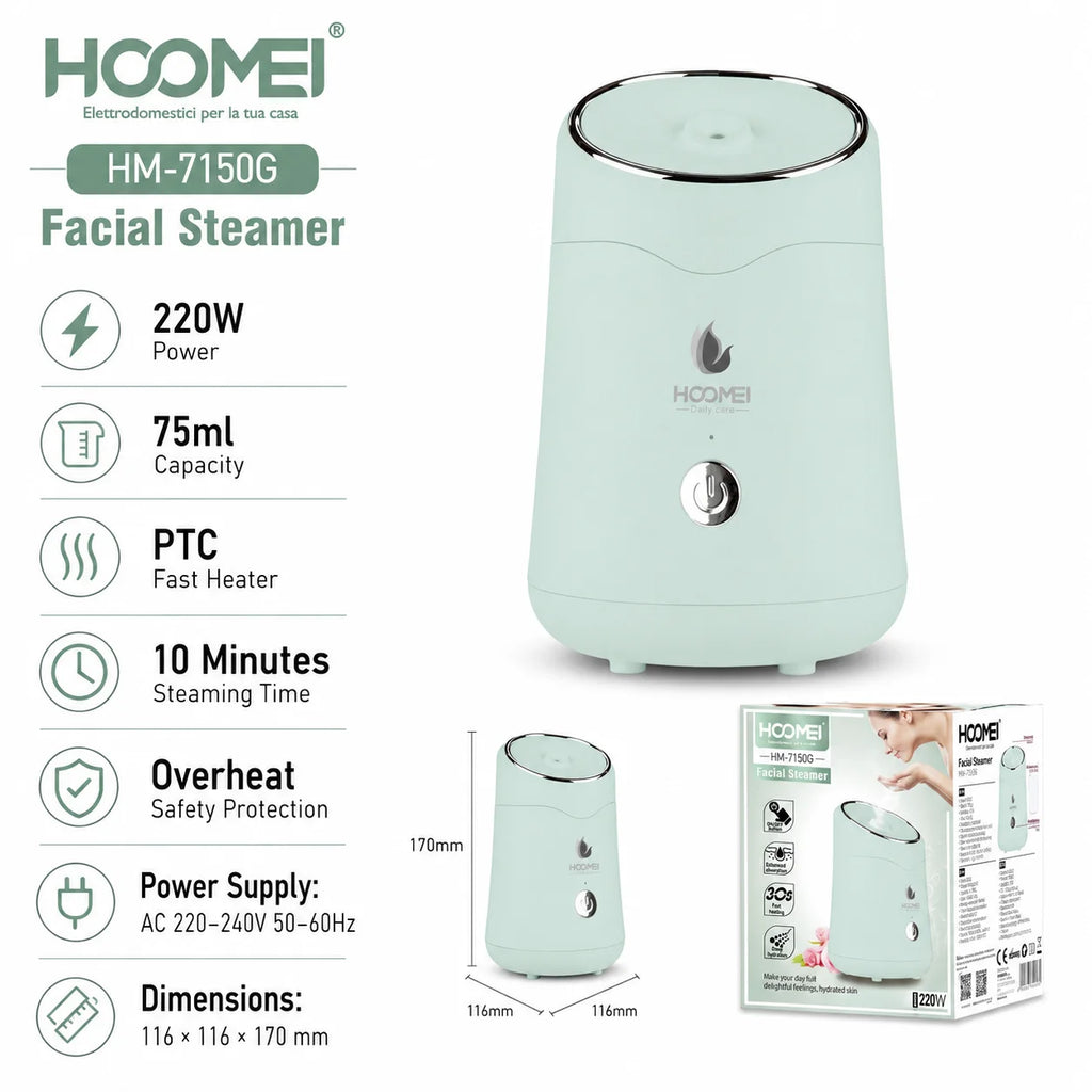HOOMEI Nano Ionic Facial Steamer – Deep Moisturizing & Home Spa