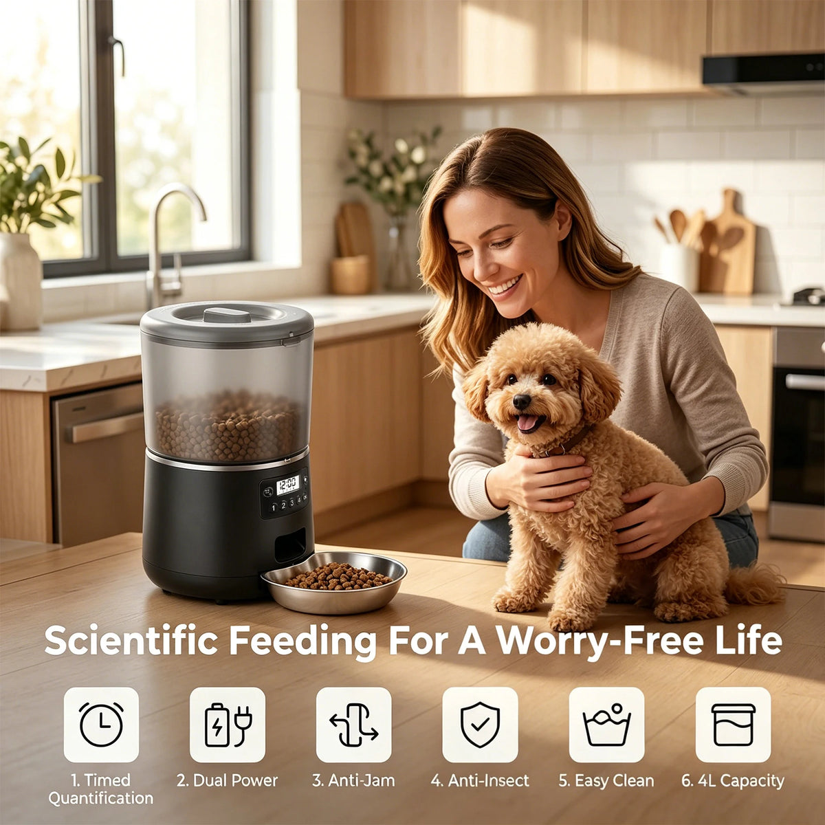 Smart 4L Automatic Pet Feeder with Stainless Steel Bowl