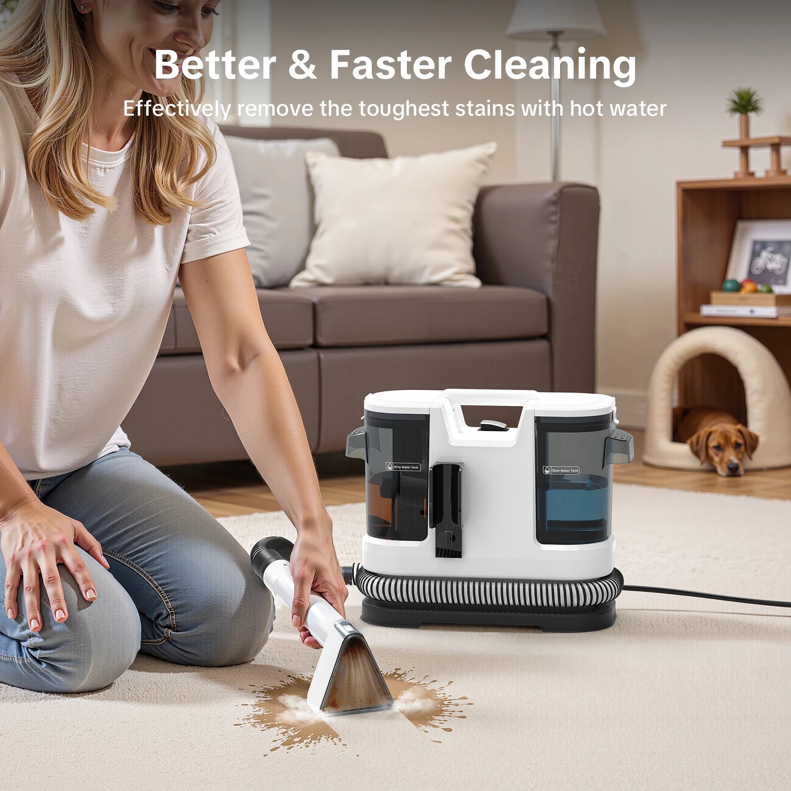 Lubluelu V8 Hot Water Carpet & Upholstery Cleaner - 800W