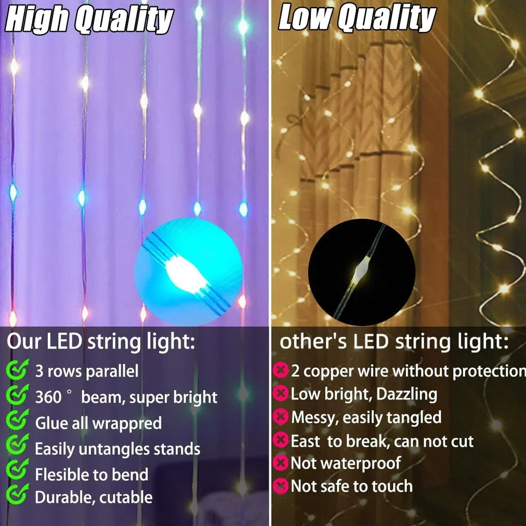 Smart RGB LED Curtain Lights ( App & Remote control )