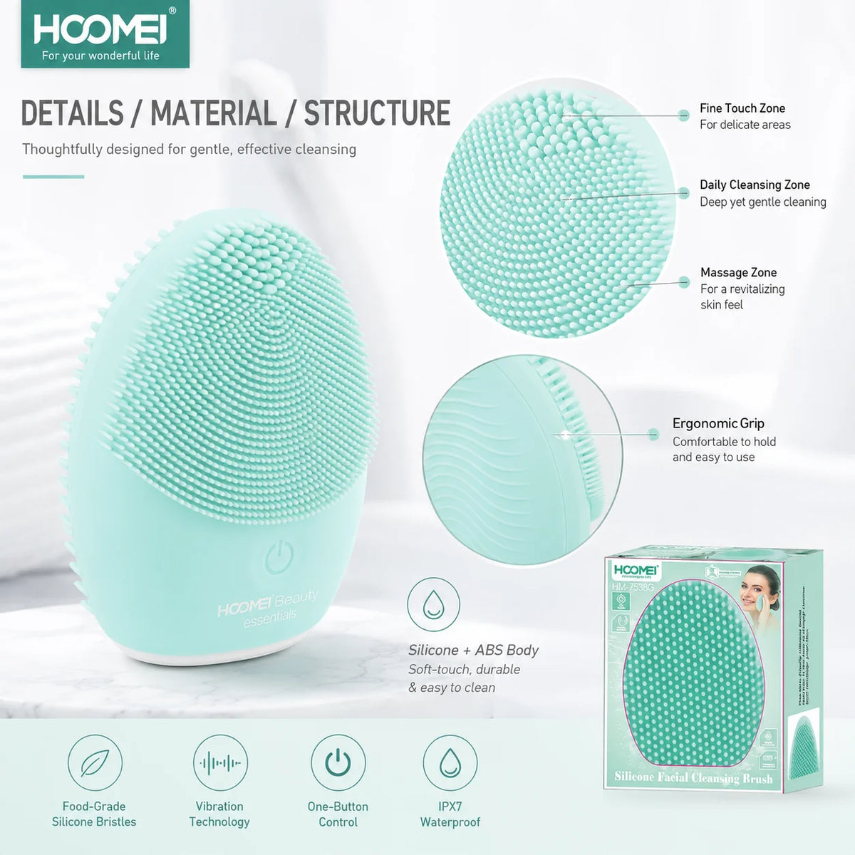 HOOMEI Electric Silicone Facial Cleansing Brush