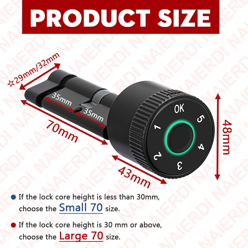 Smart Lock Cylinder with Tuya App & Fingerprint Access