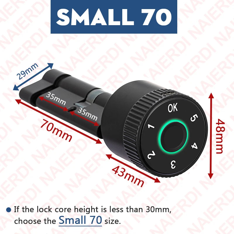 Smart Lock Cylinder with Tuya App & Fingerprint Access