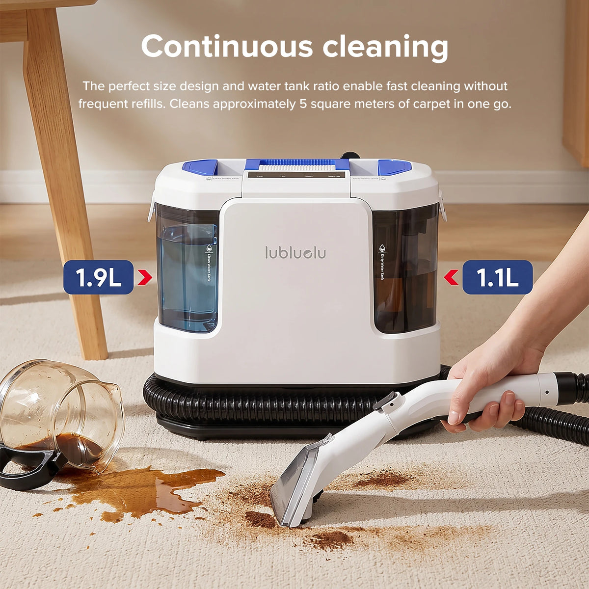 Lubluelu V11 Steam & Hot Water Carpet Cleaner - 17kPa