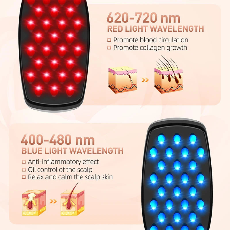 Electric Smart Hair Massage Comb with Red & Blue Light