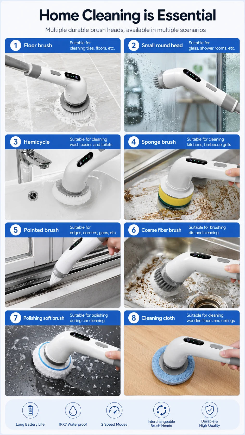 🧹 ZOQVANI™ 9-in-1 Cordless Electric Spin Scrubber