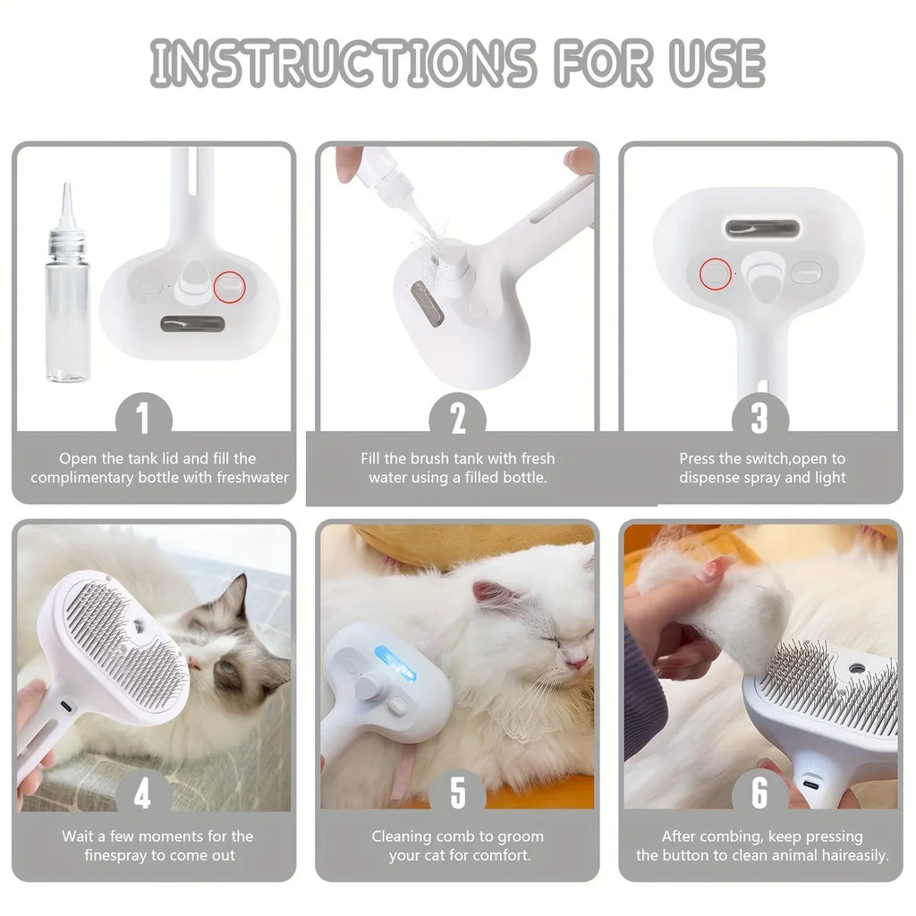 3-in-1 Electric Steamy Pet Grooming Comb