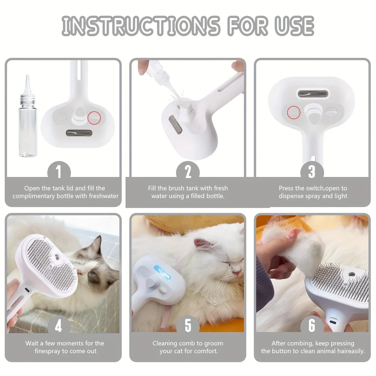 3-in-1 Electric Steamy Pet Grooming Comb