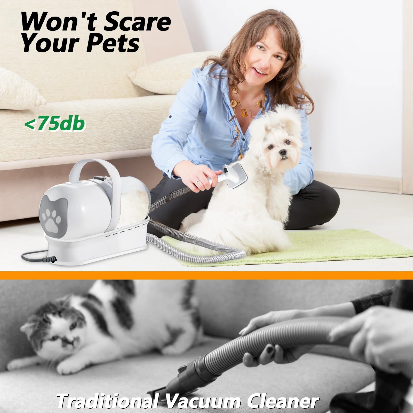 Dog Grooming Vacuum Cleaner Large Capacity Dust Cup 3 - speed Pet Hair Clipper Suction Grooming Kit for Dogs Cats