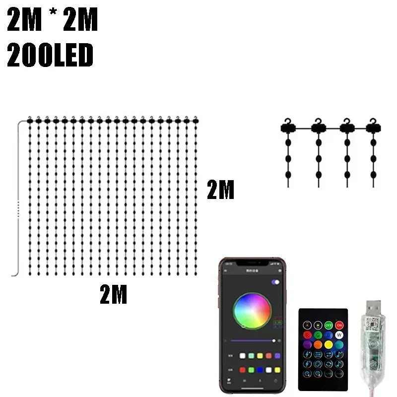 Smart RGB LED Curtain Lights ( App & Remote control )