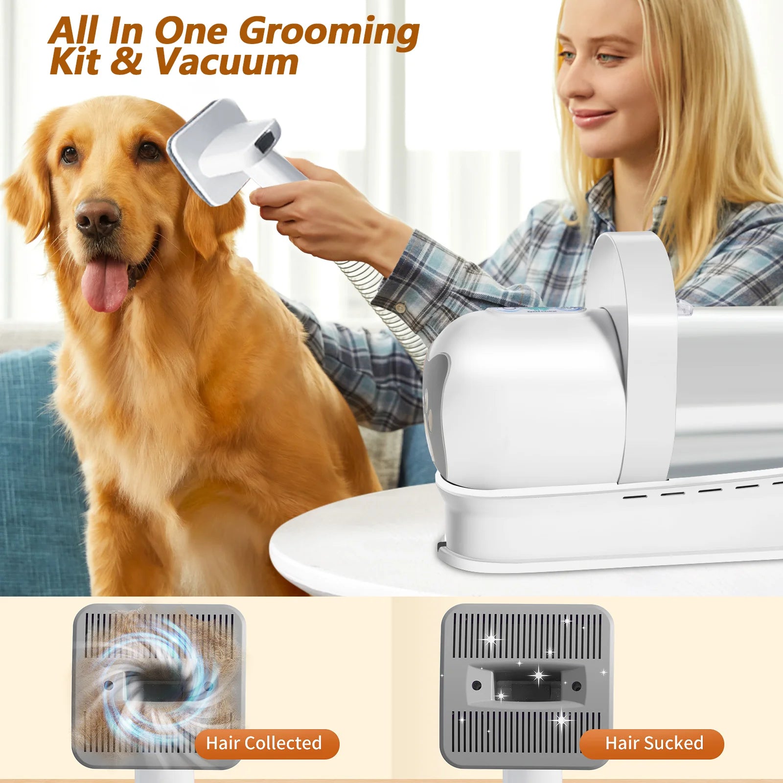 Dog Grooming Vacuum Cleaner Large Capacity Dust Cup 3 - speed Pet Hair Clipper Suction Grooming Kit for Dogs Cats