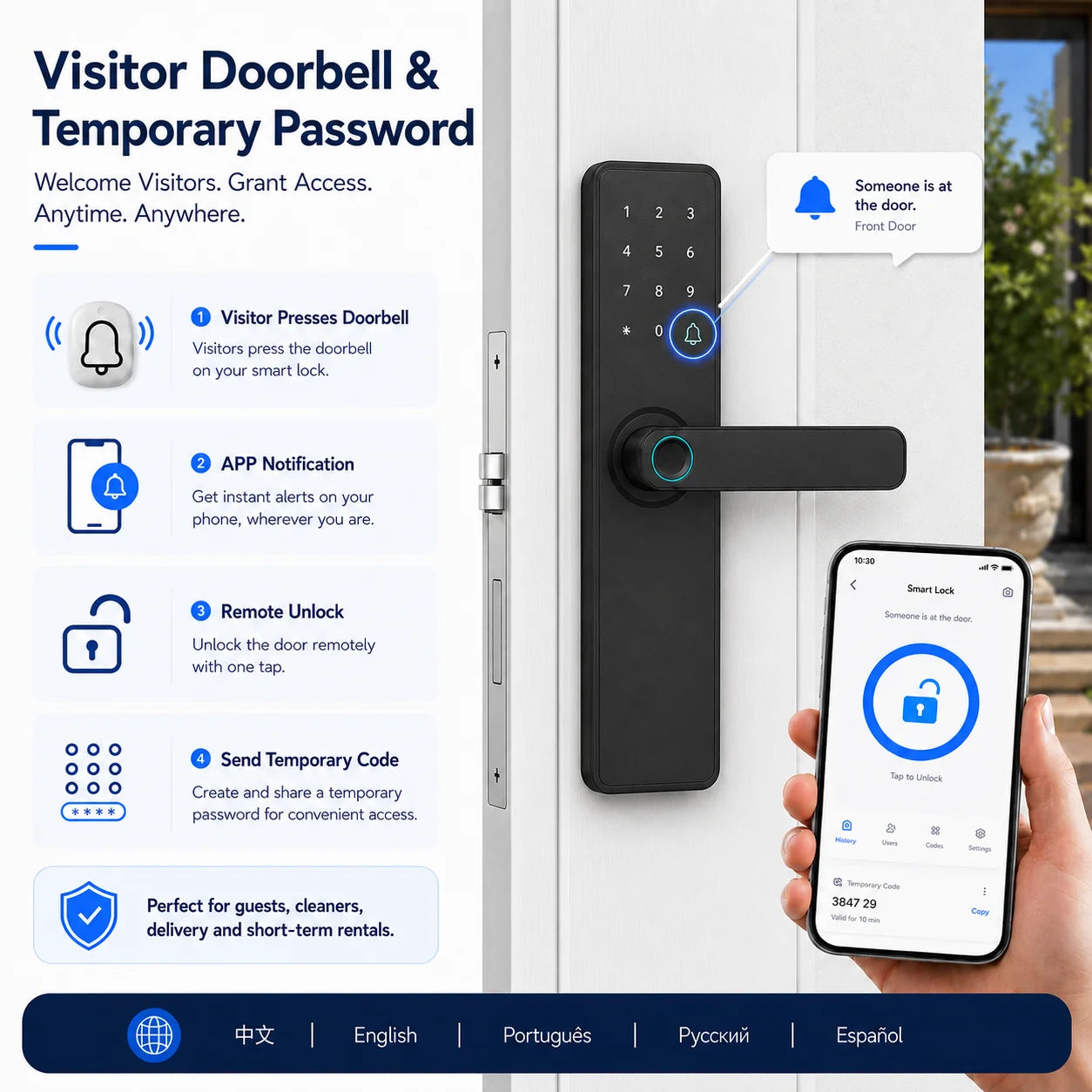Tuya Smart WiFi Fingerprint Door Lock with App Control
