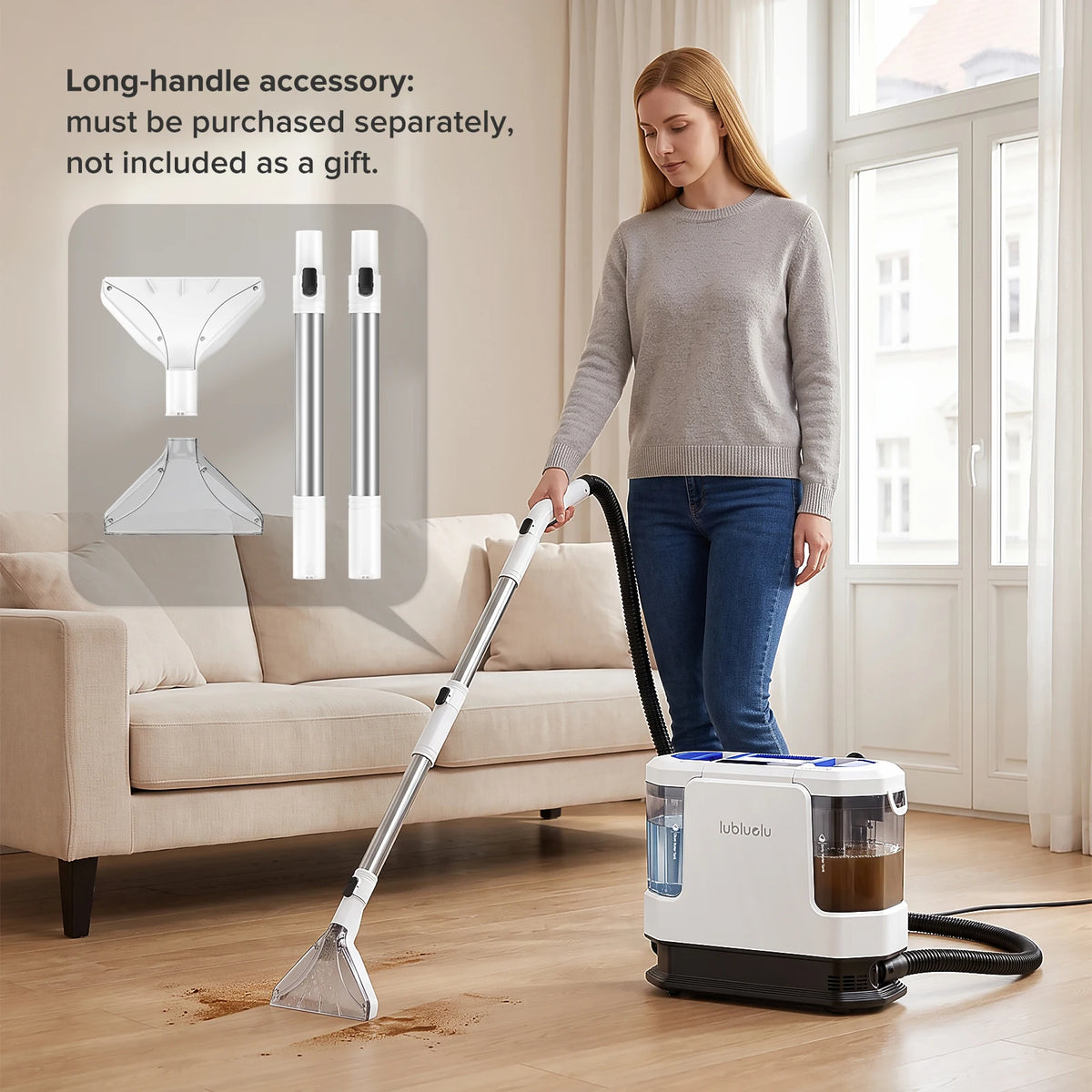 Lubluelu V11 Steam & Hot Water Carpet Cleaner - 17kPa