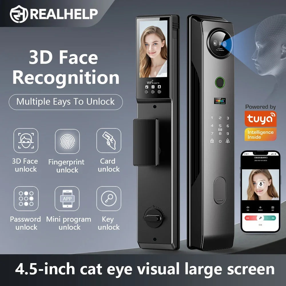 3D Face Recognition Smart Lock with Built-in Camera & Screen