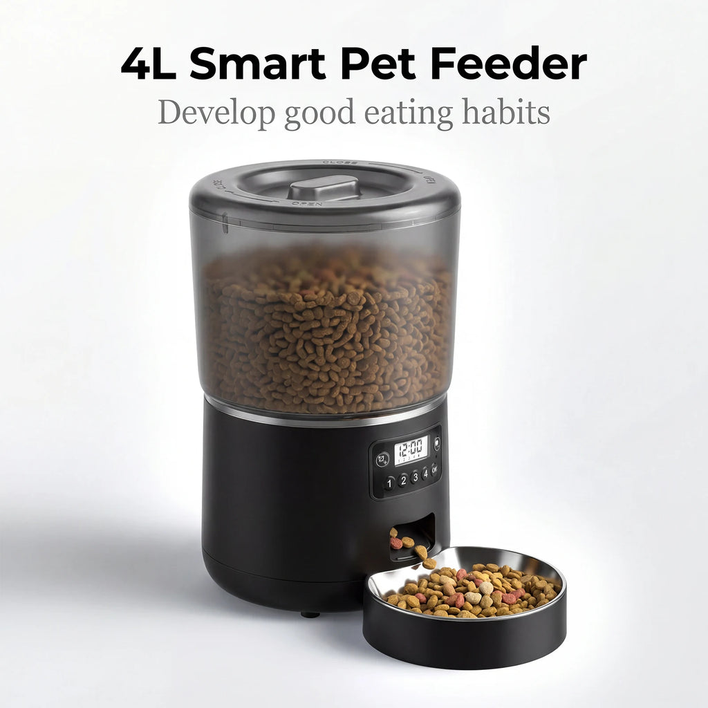 Smart 4L Automatic Pet Feeder with Stainless Steel Bowl
