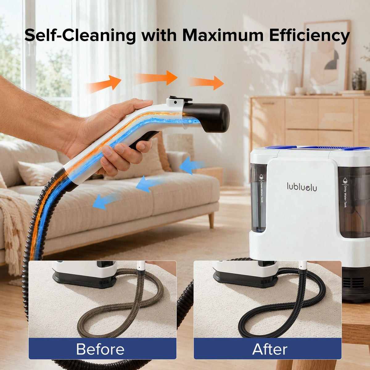 Lubluelu V11 Steam & Hot Water Carpet Cleaner - 17kPa