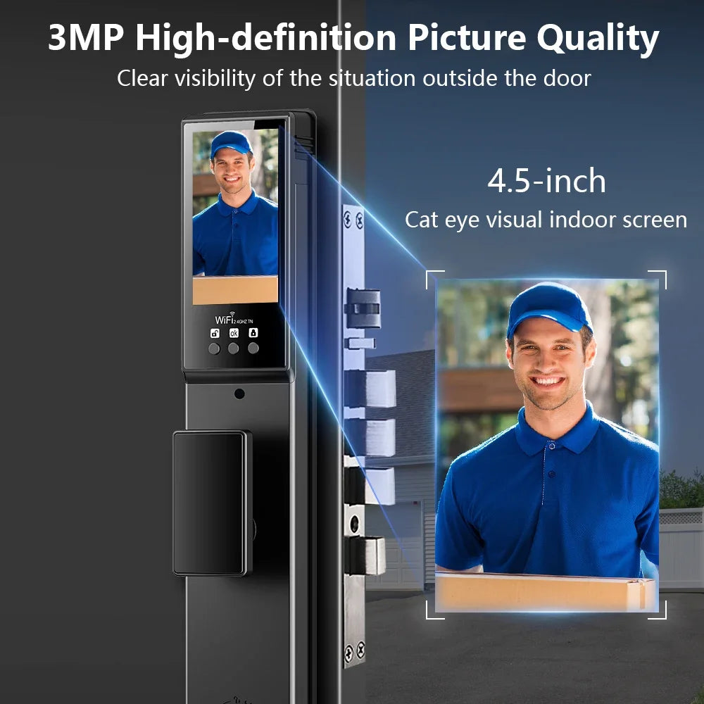 3D Face Recognition Smart Lock with Built-in Camera & Screen