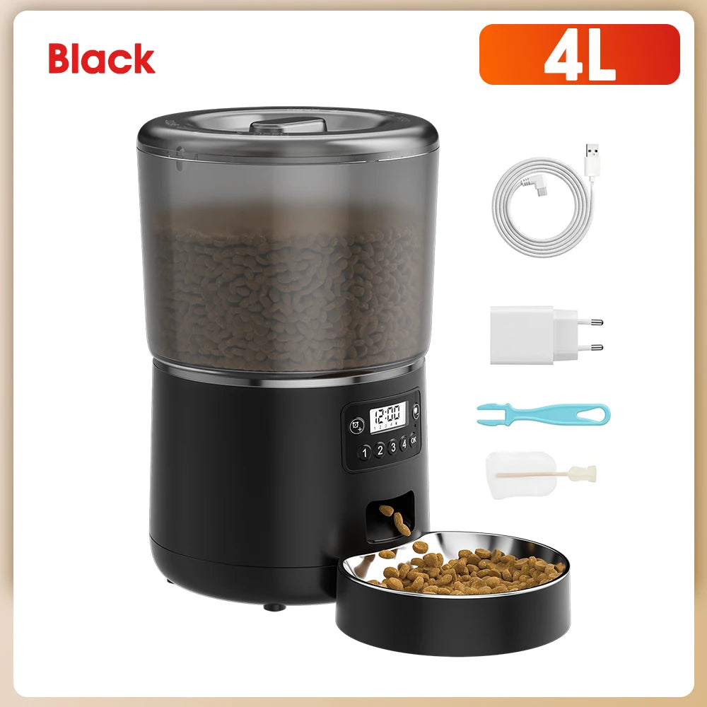 Smart 4L Automatic Pet Feeder with Stainless Steel Bowl