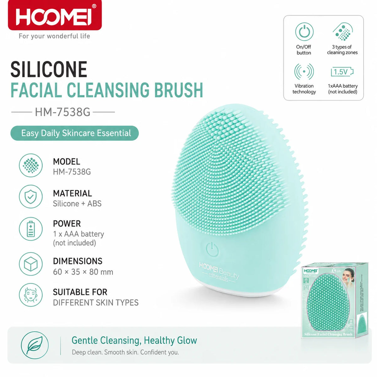 HOOMEI Electric Silicone Facial Cleansing Brush