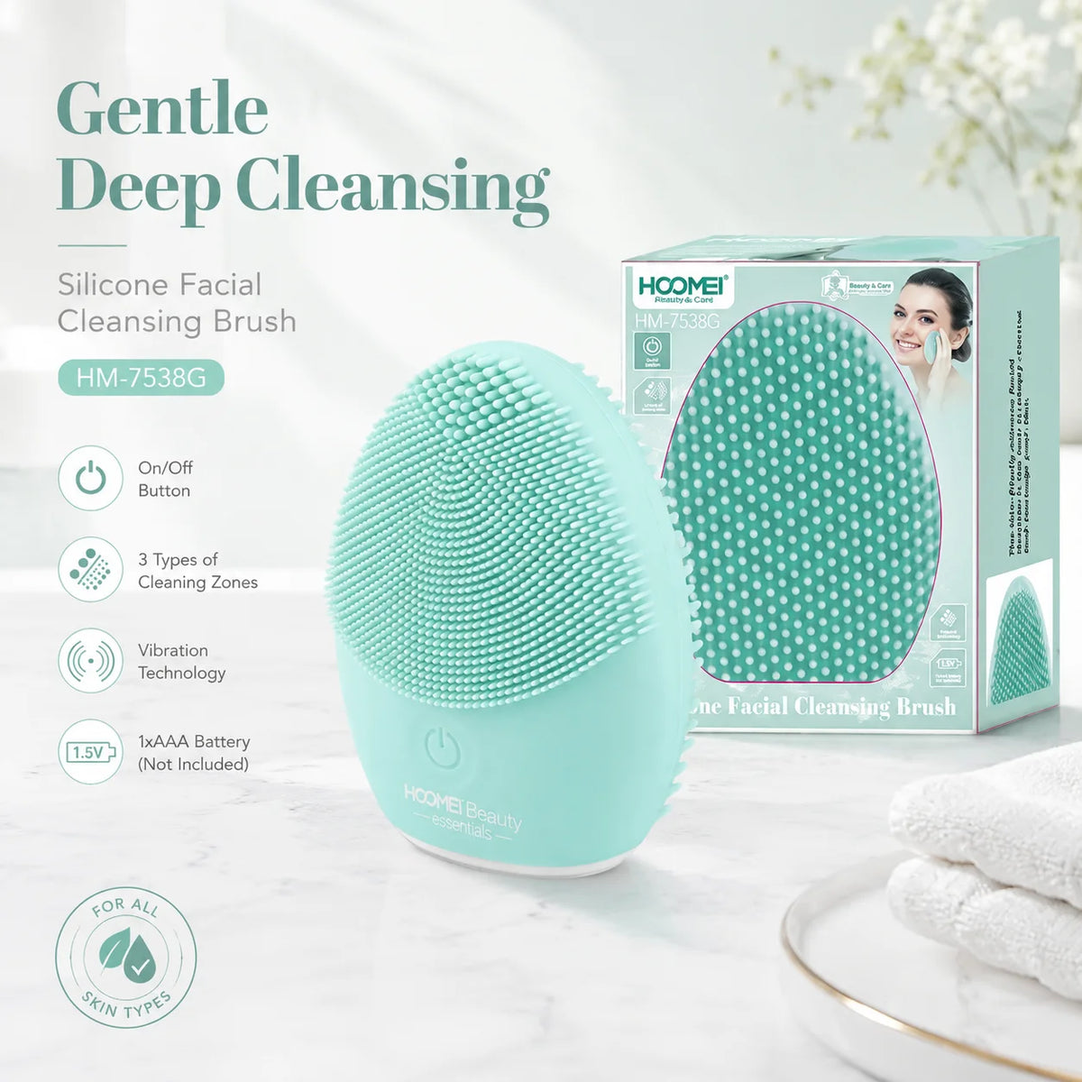 HOOMEI Electric Silicone Facial Cleansing Brush