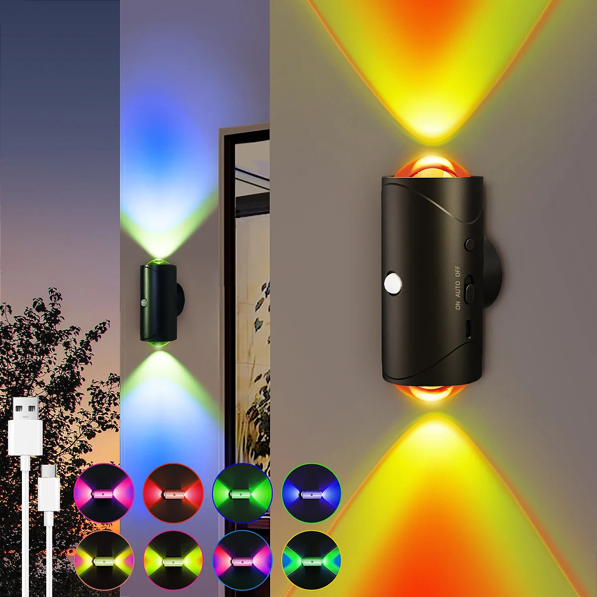Smart Rechargeable Motion Sensor LED Wall Light | Color Changing & Magnetic Stick-on