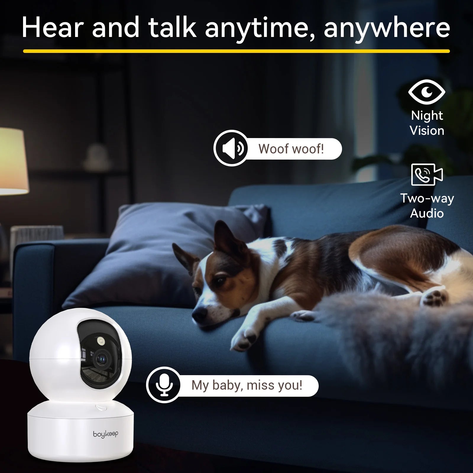 HD Smart Pet Camera - 360° Wifi Indoor Security Camera