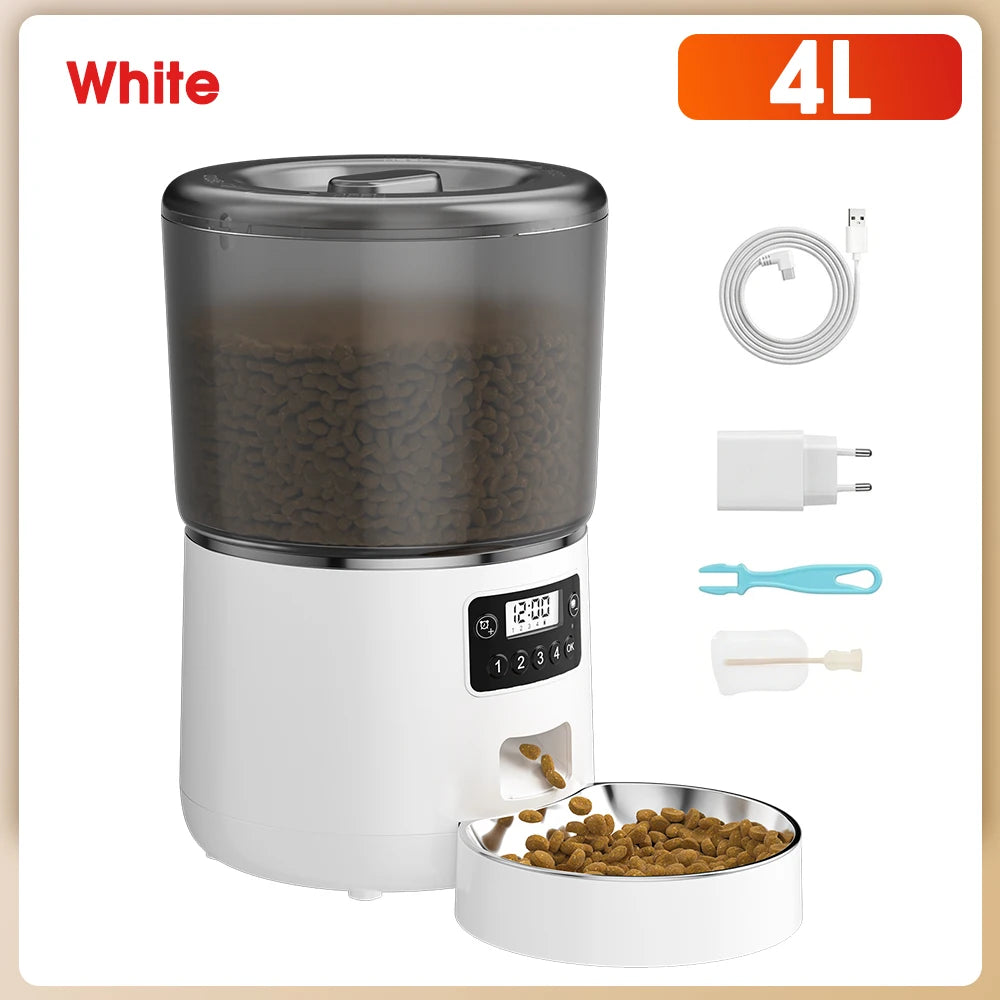 Smart 4L Automatic Pet Feeder with Stainless Steel Bowl