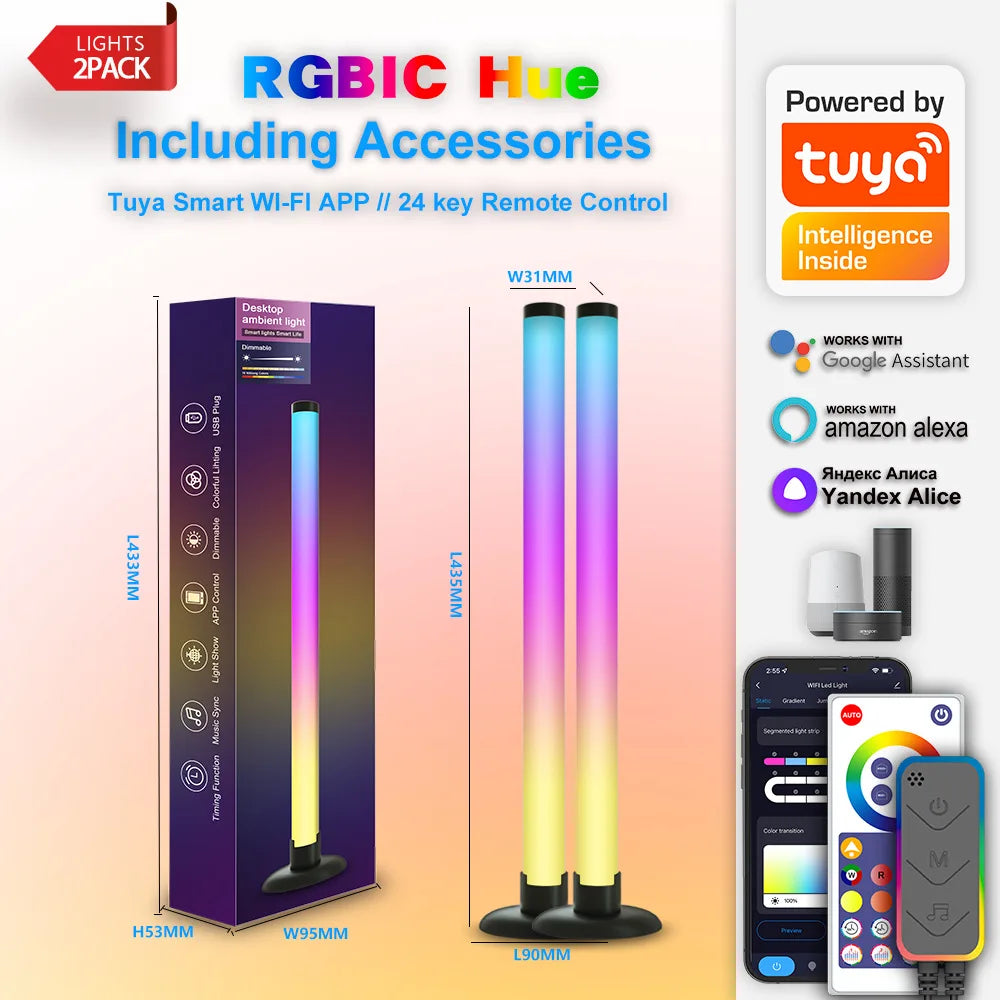 ZOQVANI Smart RGBIC Gaming LED Light Bars with App & Voice Control